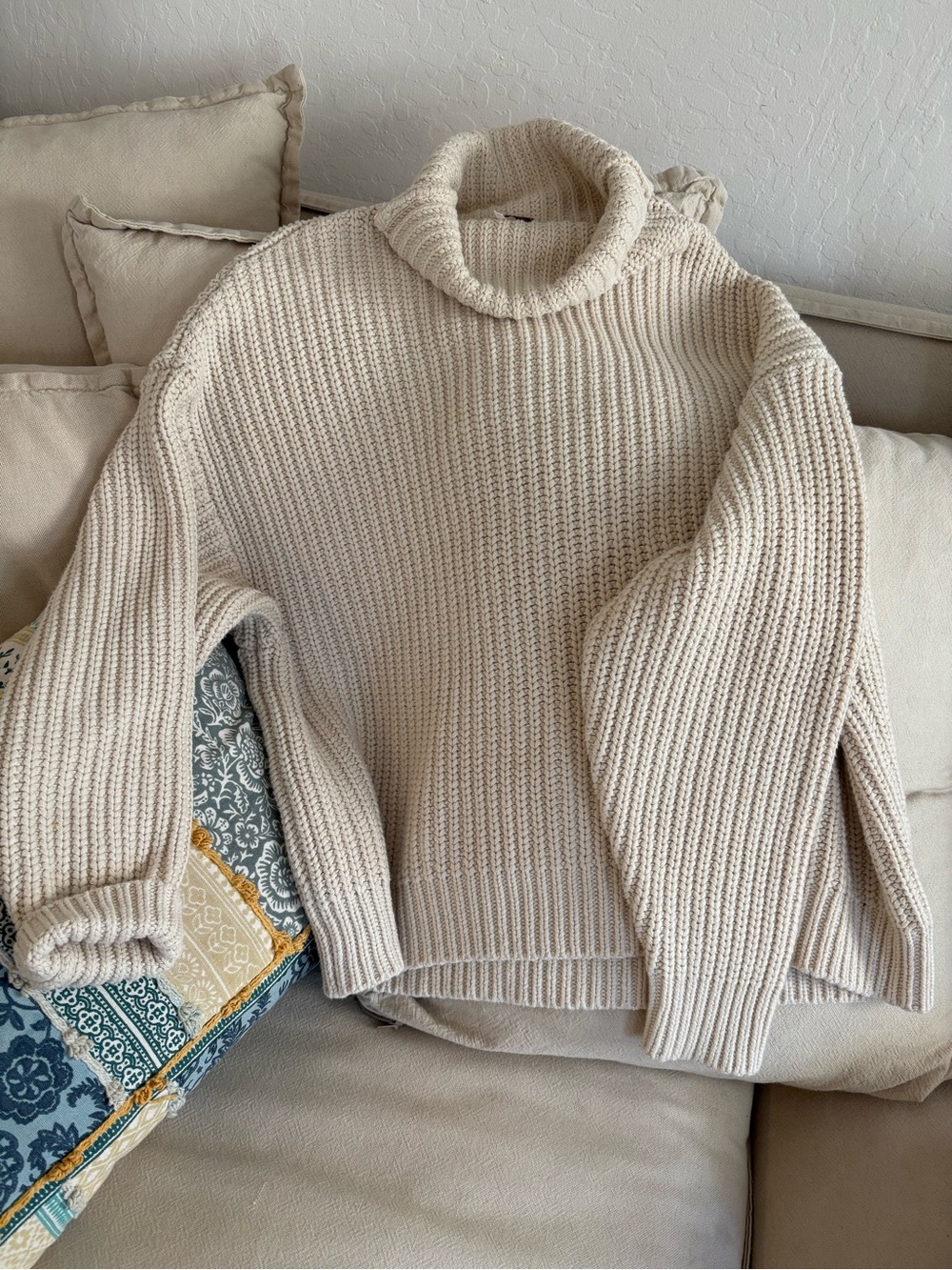 Free People Cotton Chunky Ribbed Turtleneck Sweater